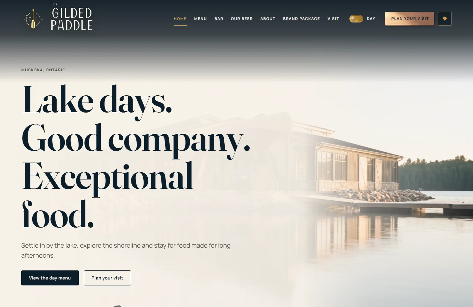 The Gilded Paddle homepage at desktop width, shown in a laptop frame.
