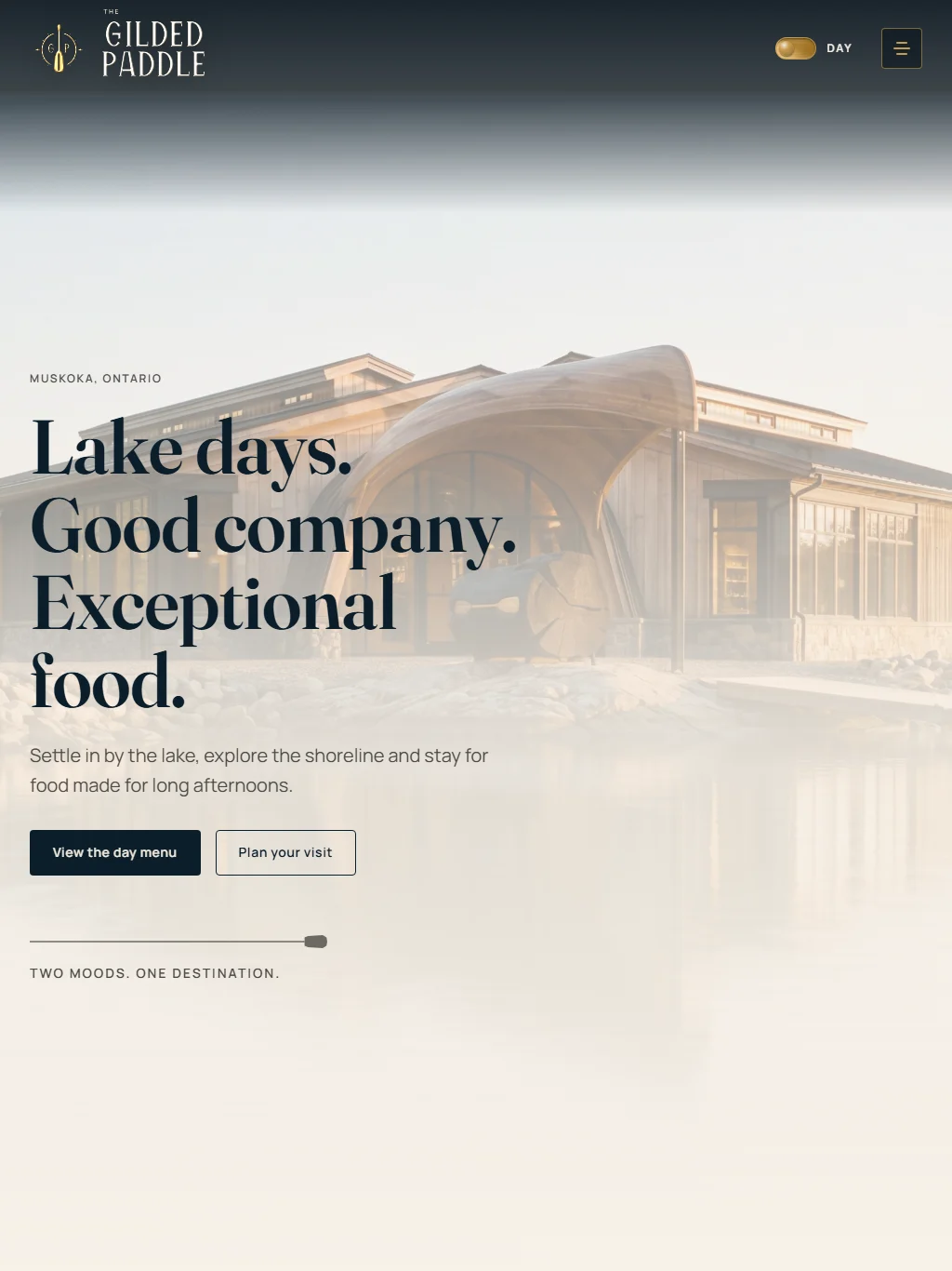 The Gilded Paddle homepage at tablet width, shown in a tablet frame.