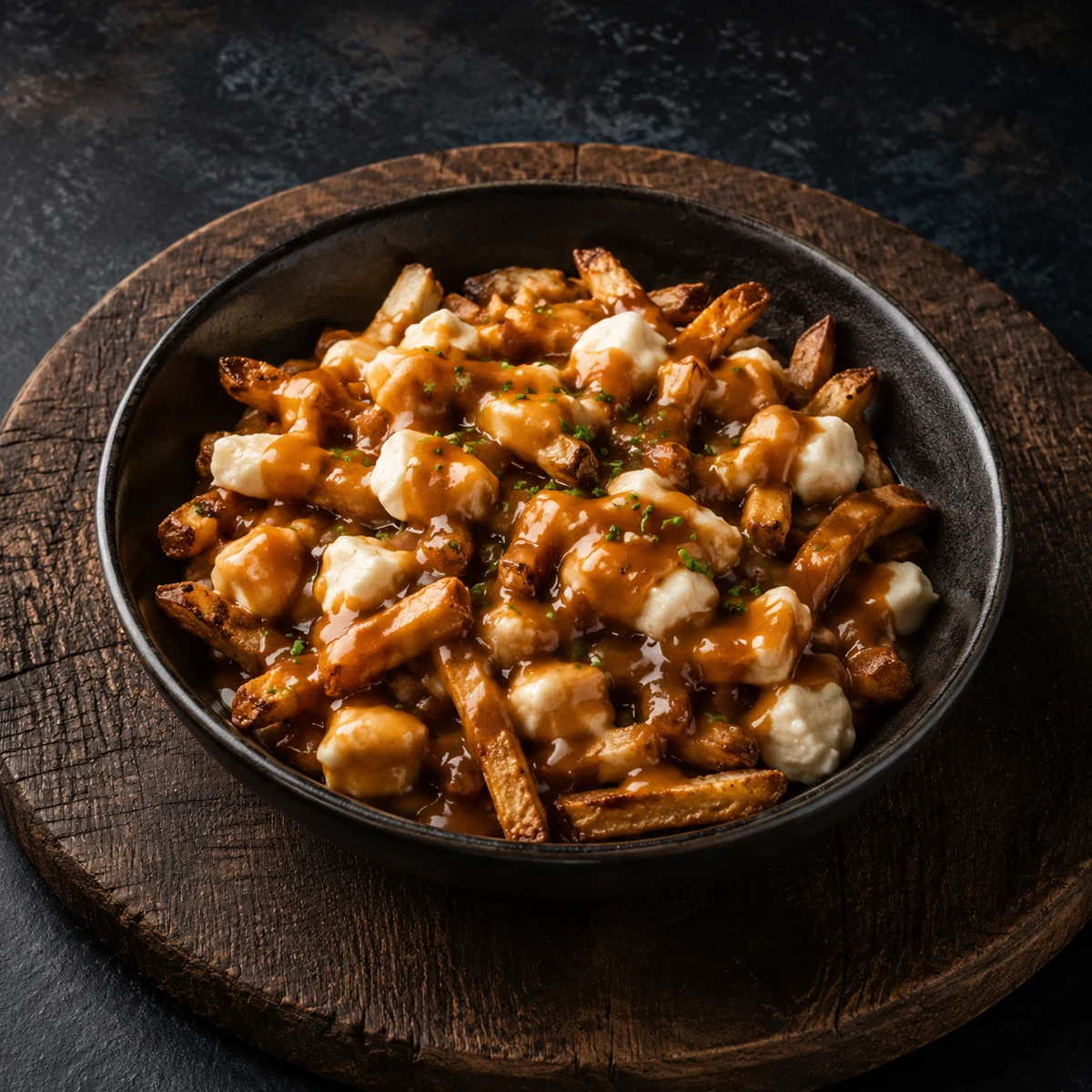 Muskoka poutine with hand-cut fries, cheese curds and rich brown gravy